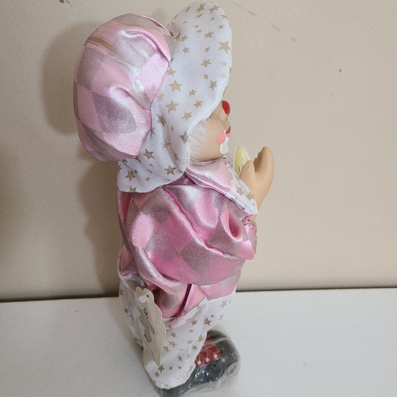 Vintage Dolls Porcelain Clown Musical doll pink clown musical Figurine 12''.Ne - Picture 4 of 6